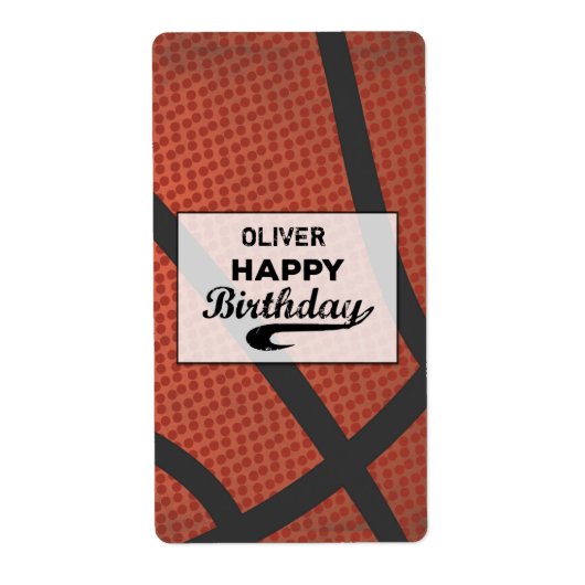 Aangepaste naam basketbal verjaardag grote Grunge  Etiket (Voorkant)