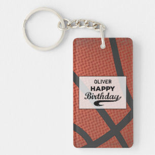 Aangepaste naam basketbal verjaardag grote grunge sleutelhanger