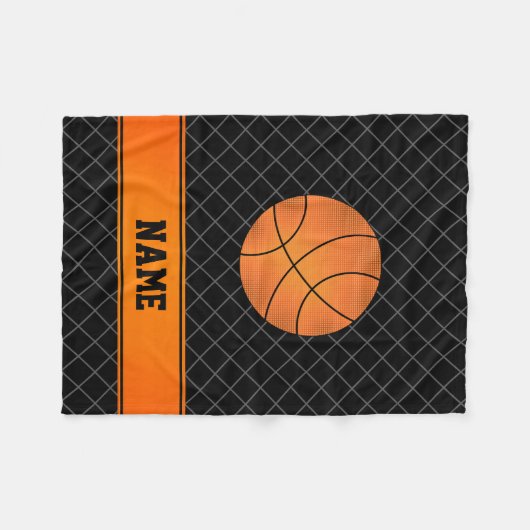 Aangepaste naam basketbal, zwart-witkruis fleece deken (Voorkant (Horizontaal))