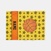 Aangepaste naam basketbalgele sterren fleece deken (Voorkant (Horizontaal))