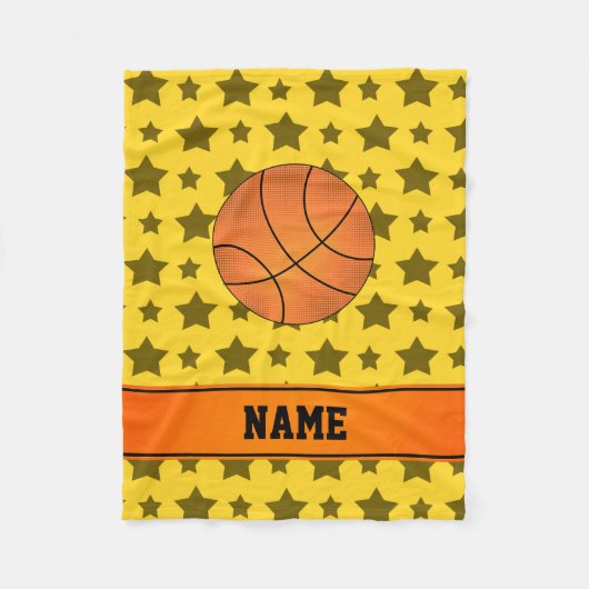 Aangepaste naam basketbalgele sterren fleece deken (Voorkant)
