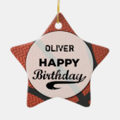 Aangepaste naam Basketball Birthday Large Grunge B Keramisch Ornament (Voorkant)