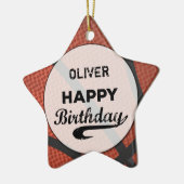 Aangepaste naam Basketball Birthday Large Grunge B Keramisch Ornament (Links)