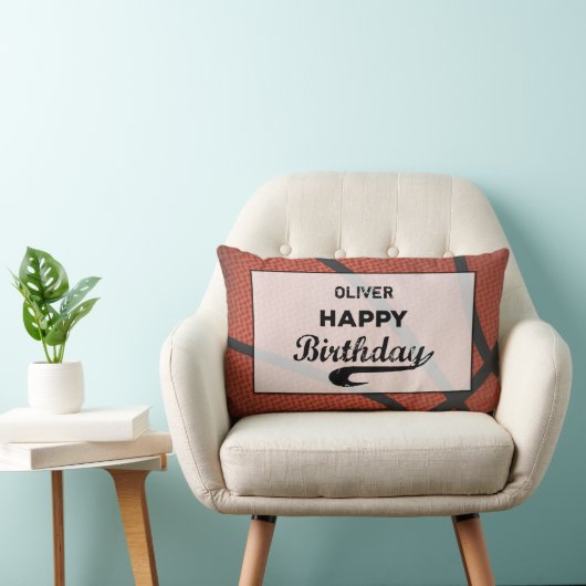 Aangepaste naam Basketball Birthday Large Grunge B Kussen (Stoel)