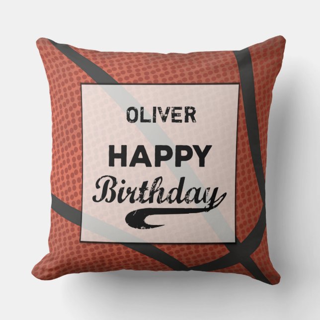 Aangepaste naam Basketball Birthday Large Grunge B Kussen (Voorkant)