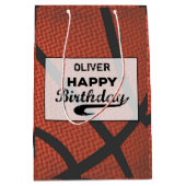 Aangepaste naam Basketball Birthday Large Grunge B Medium Cadeauzakje (Voorkant)