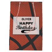 Aangepaste naam Basketball Birthday Large Grunge B Medium Cadeauzakje (Achterkant)