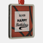 Aangepaste naam Basketball Birthday Large Grunge B Metalen Ornament (Rechts)