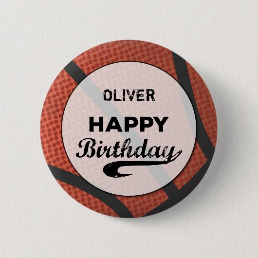 Aangepaste naam Basketball Birthday Large Grunge B Ronde Button 5,7 Cm (Voorkant)