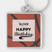 Aangepaste naam Basketball Birthday Large Grunge B Sleutelhanger (Voorkant)