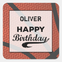 Aangepaste naam Basketball Birthday Large Grunge B Vierkante Sticker