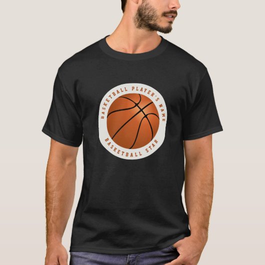 Aangepaste naam Basketball Black en White Sinaasap T-shirt (Voorkant)