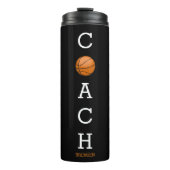 Aangepaste naam Basketball Coach Black Thermosbeker (Voorkant)