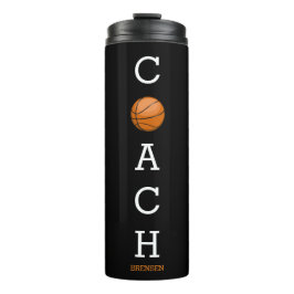 Aangepaste naam Basketball Coach Black Thermosbeker