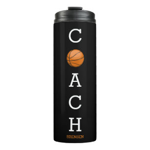 Aangepaste naam Basketball Coach Black Thermosbeker