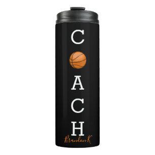 Aangepaste naam Basketball Coach Black Thermosbeker