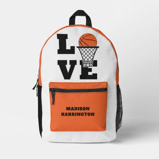 Aangepaste naam Basketball Love Bedrukte Rugzak (Voorkant)