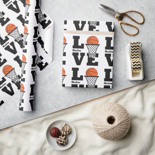 Aangepaste naam Basketball Love Cadeaupapier (Crafts)
