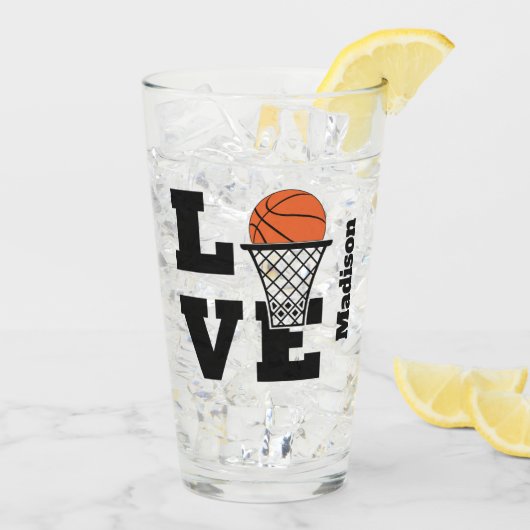 Aangepaste naam Basketball Love Glas (Achterkant ijs)