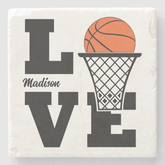 Aangepaste naam Basketball Love Stenen Onderzetter (Voorkant)