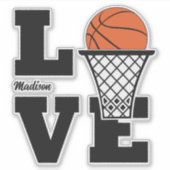 Aangepaste naam Basketball Love Sticker (Voorkant)