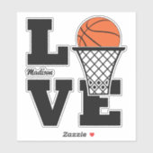 Aangepaste naam Basketball Love Sticker (Vel)