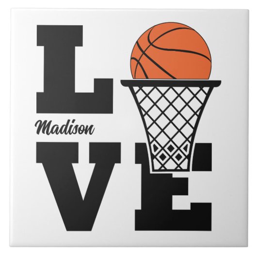 Aangepaste naam Basketball Love Tegeltje (Voorkant)