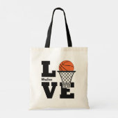 Aangepaste naam Basketball Love Tote Bag (Achterkant)