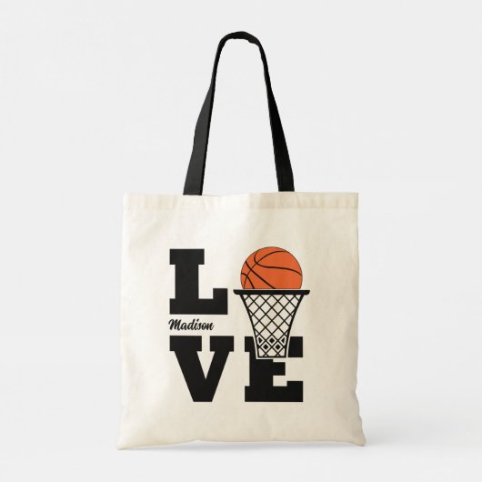 Aangepaste naam Basketball Love Tote Bag (Achterkant)