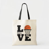 Aangepaste naam Basketball Love Tote Bag (Voorkant)