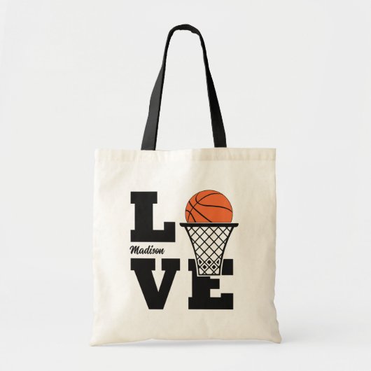 Aangepaste naam Basketball Love Tote Bag (Voorkant)