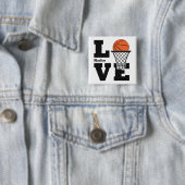 Aangepaste naam Basketball Love Vierkante Button 5,1 Cm (In situ)