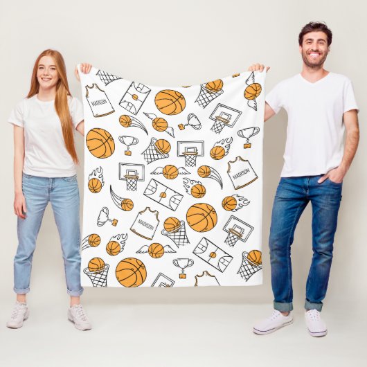 Aangepaste naam Basketball Pattern fleece dekens (In situ)