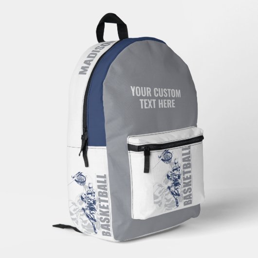 Aangepaste naam basketbalspeler bedrukte rugzak (Achterkant Hoek Links)