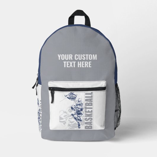 Aangepaste naam basketbalspeler bedrukte rugzak (Voorkant)