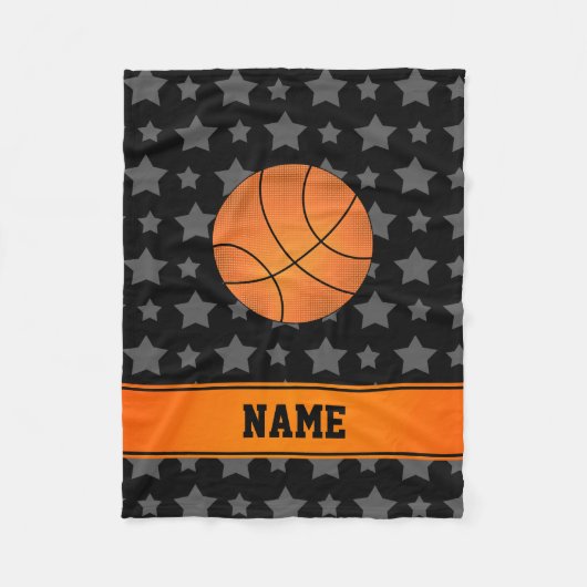 Aangepaste naam: basketbalzwarte sterren fleece deken (Voorkant)