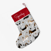 Aangepaste naam Basset Hound Dog Kleine Kerstsok (Achterkant (Hangend))