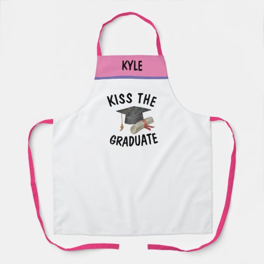 Aangepaste naam BBQ Baker's Kiss de Afstuderen Fun Schort (Voorkant)