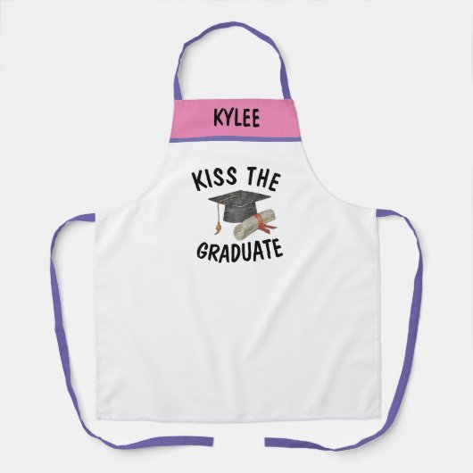 Aangepaste naam BBQ Kus de Afstuderen Humor Funny  Schort (Voorkant)