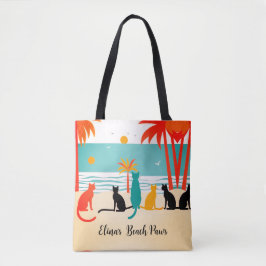 Aangepaste naam Beach Cats Canvas tas