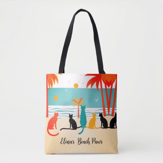 Aangepaste naam Beach Cats Canvas tas (Voorkant)