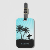 Aangepaste naam Beach Surfer Bagagelabel (Voorkant (verticaal))