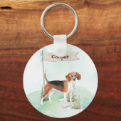 Aangepaste naam Beagle Huisdier Hond Sleutelhanger (Voorkant)