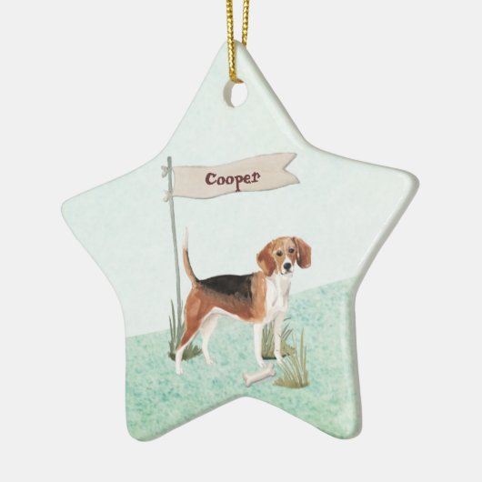 Aangepaste naam Beagle Pet Dog Keramisch Ornament (Links)