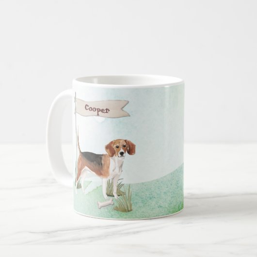 Aangepaste naam Beagle Pet Dog Koffiemok (Voorkant links)