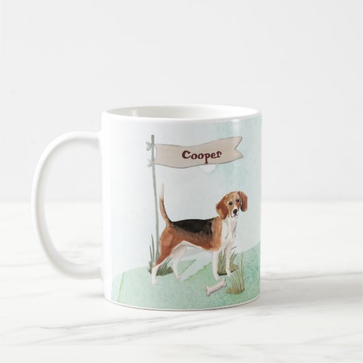 Aangepaste naam Beagle Pet Dog Koffiemok (Links)
