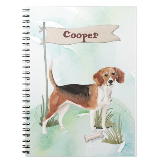 Aangepaste naam Beagle Pet Dog Notitieboek (Voorkant)