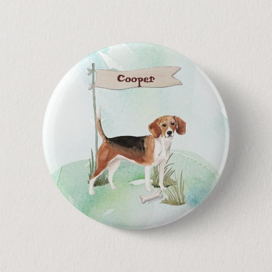 Aangepaste naam Beagle Pet Dog Ronde Button 5,7 Cm (Voorkant)