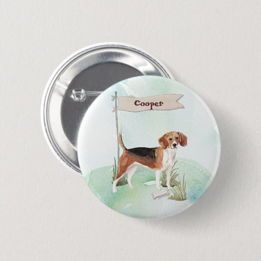 Aangepaste naam Beagle Pet Dog Ronde Button 5,7 Cm (Voorkant /achterkant)