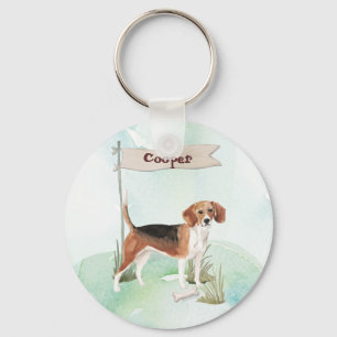 Aangepaste naam Beagle Pet Dog Sleutelhanger